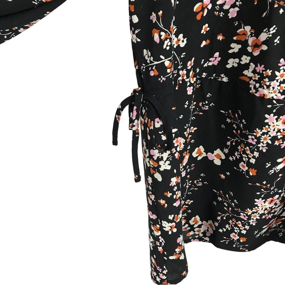 EVRI Blouse Floral Bohemian Side Ties V‎ Neck Bell Sleeve Womens 1X Peplum Top - Picture 6 of 8
